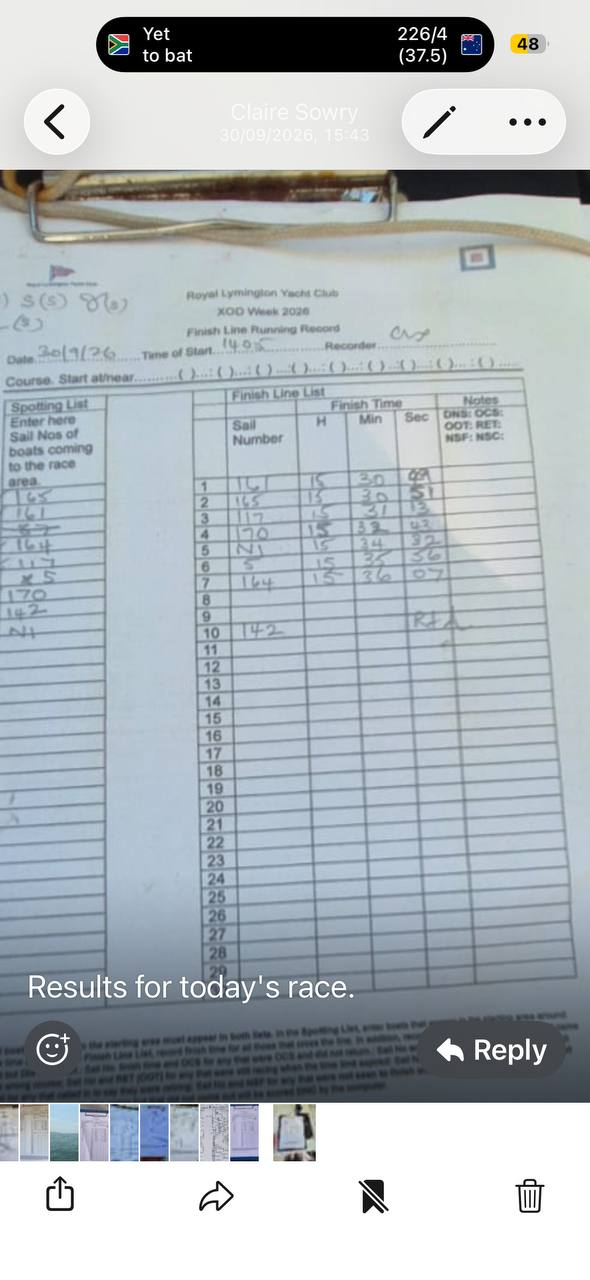 Race sheet